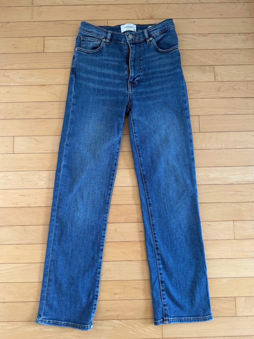 FRAME Le Sleek Straight Jeans Women’s 25 Medium Wash High Rise Denim